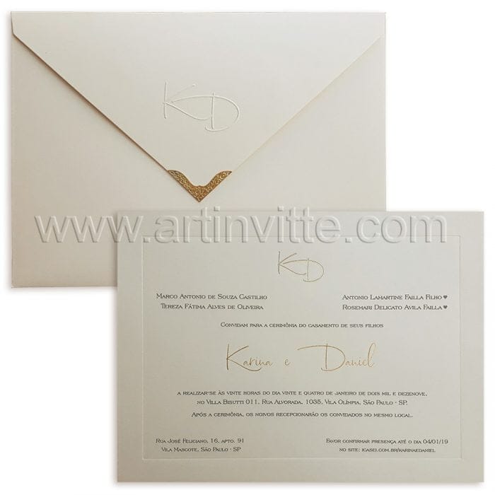 Convite de casamento tradicional Veneza VZ 125 Convite de casamento tradicional Veneza VZ 125
