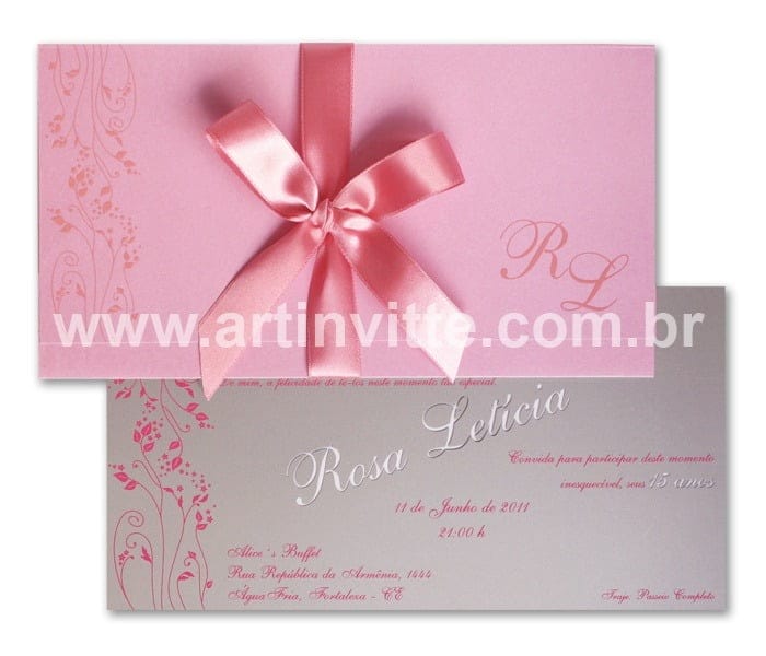 Convite 15 anos Triplo Retangular DTR 002