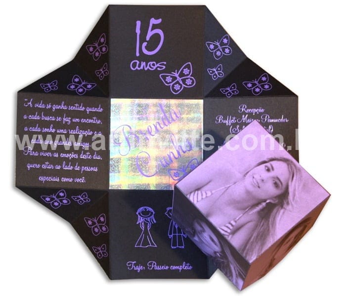 Convite de 15 anos Cubo - DBC 004