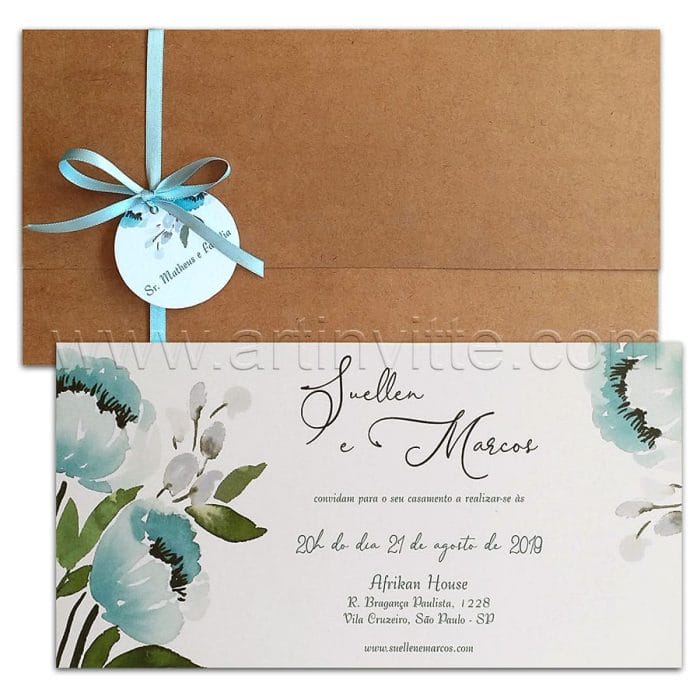 Convite de casamento rústico floral - Art Invitte Convites - CT 022