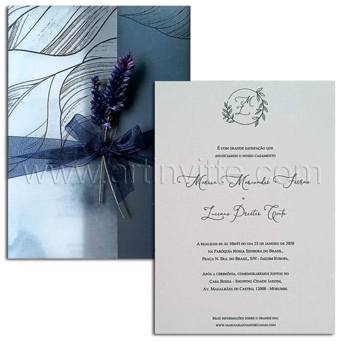 Convite de casamento em tons de azul escuro - Art Invitte Convites