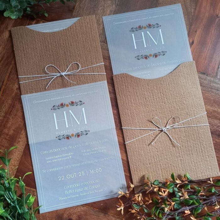 Estilo e tema de convites de casamento 1 convite de casamento rustico para casamento no campo kraft e vegetal artinvitte
