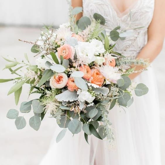 Bouquet para convite de casamento com folhas