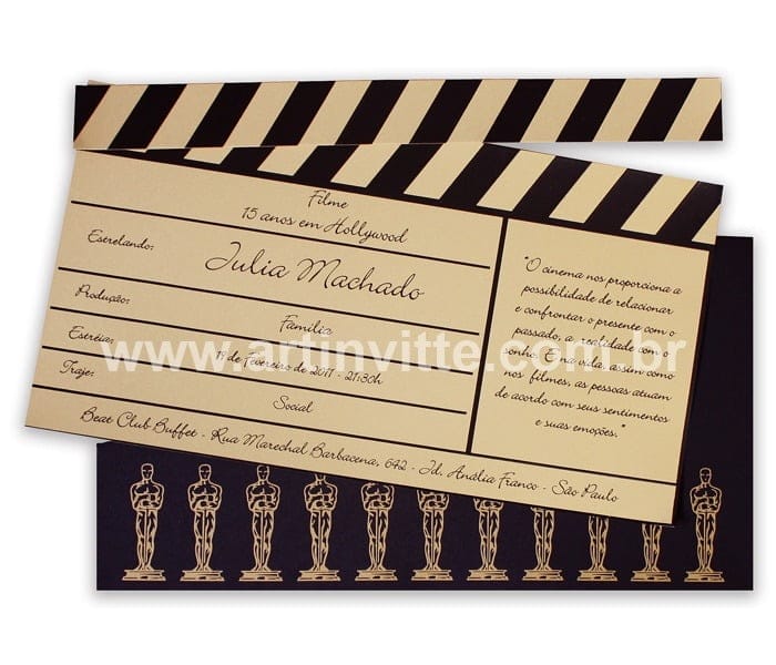 Convite de casamento Claquete CLT 003