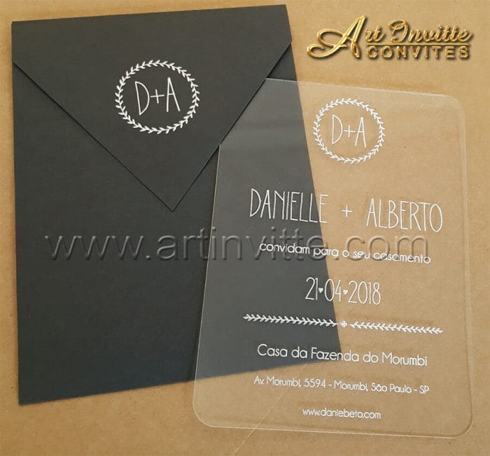 Convite de casamento Acrílico CAR 001 - Art Invitte Convites