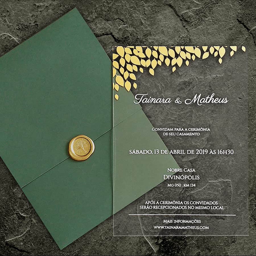 Convite de casamento Acrílico CAR 005 - Art Invitte Convites