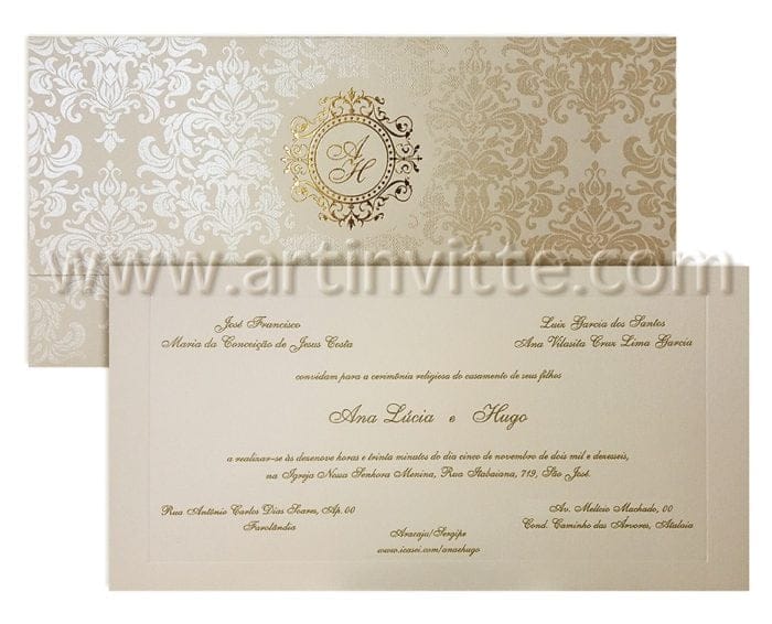 Convite de casamento Art Invitte Convites - Carteira CT-020