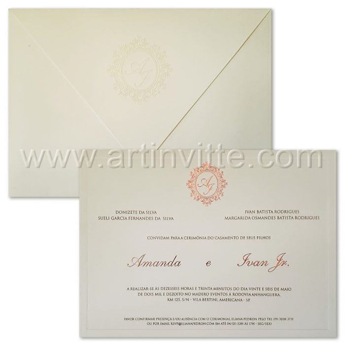 Convite de casamento tradicional Veneza VZ 089.