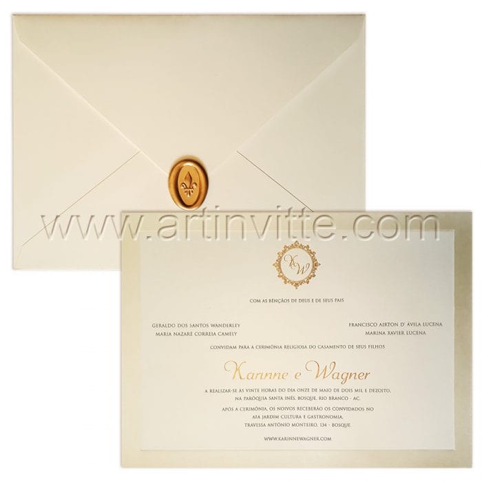 Convite de casamento tradicional Veneza VZ 090