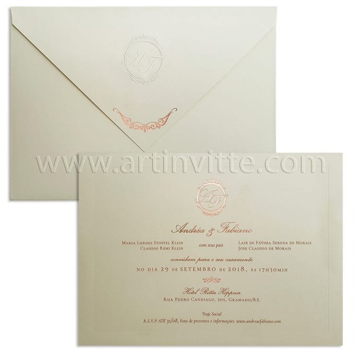 Convite de casamento tradicional Veneza VZ 109