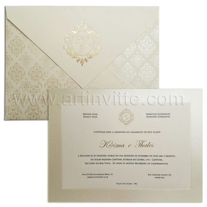 Convite para casamento clássico Veneza VZ 111