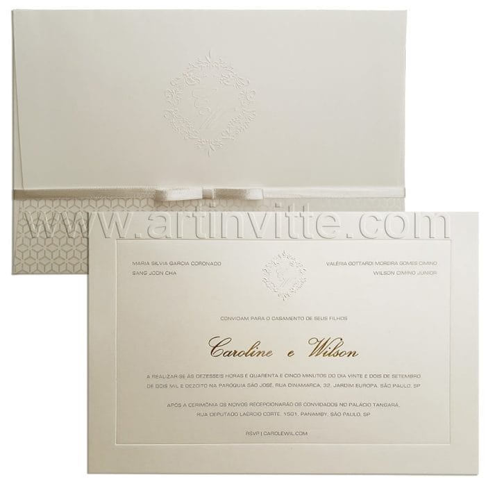 Convite de casamento tradicional Veneza VZ 115 Luxo