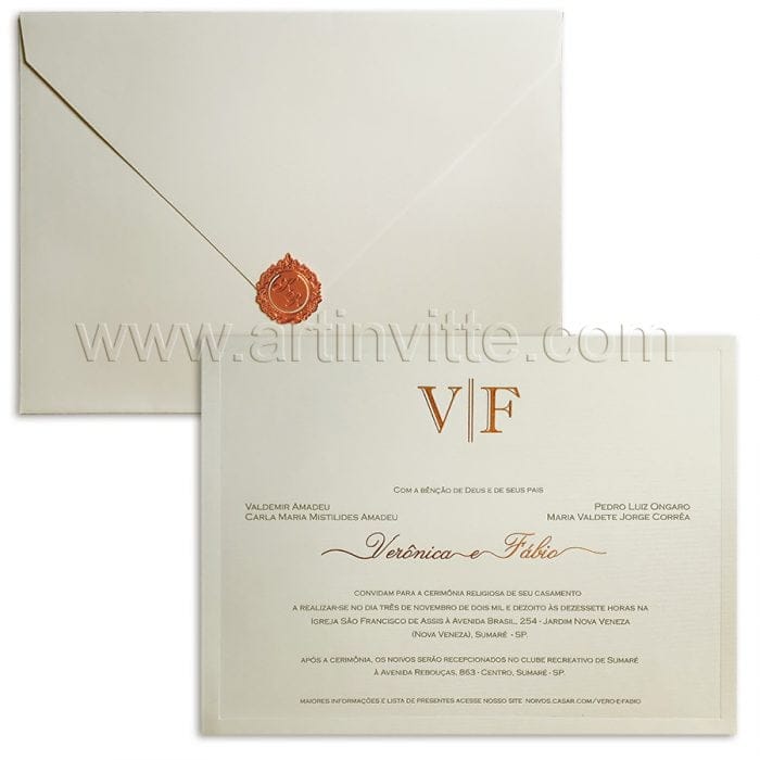 Convite de casamento Veneza VZ 0120 - convite clássico