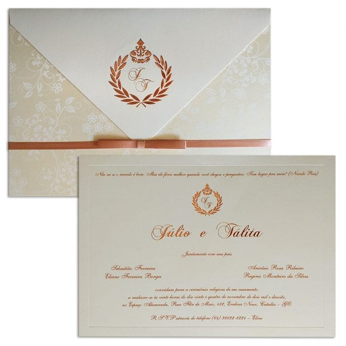 Convite de casamento rosê - Veneza VZ 135 - Art Invitte Convites