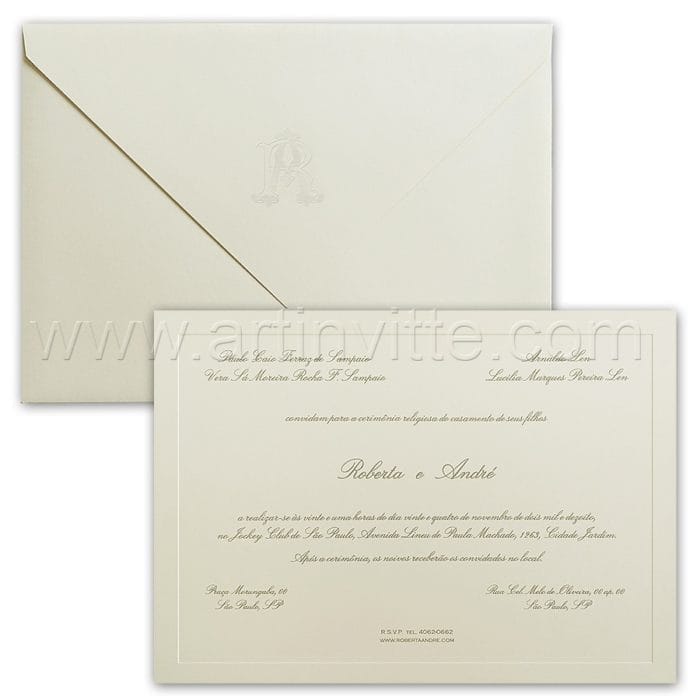 Convite de casamento Tradicional - Veneza VZ 156 - Clássico e Elegante - Art Invitte Convites