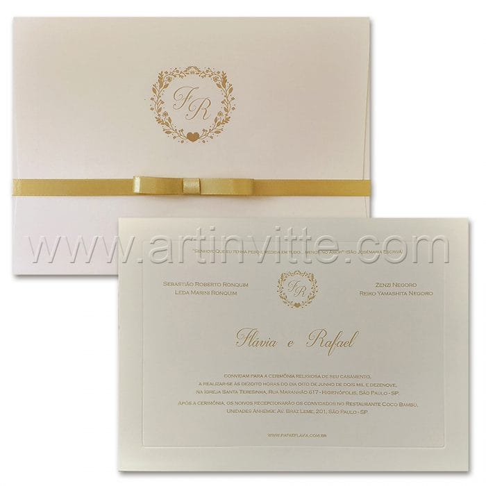 Convite de casamento Tradicional - Veneza VZ 162 - Clean e chique - Art Invitte Convites