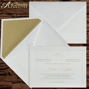 Convite de casamento Tradicional - Veneza VZ 164 - Elegência em dourado - Art Invitte Convites