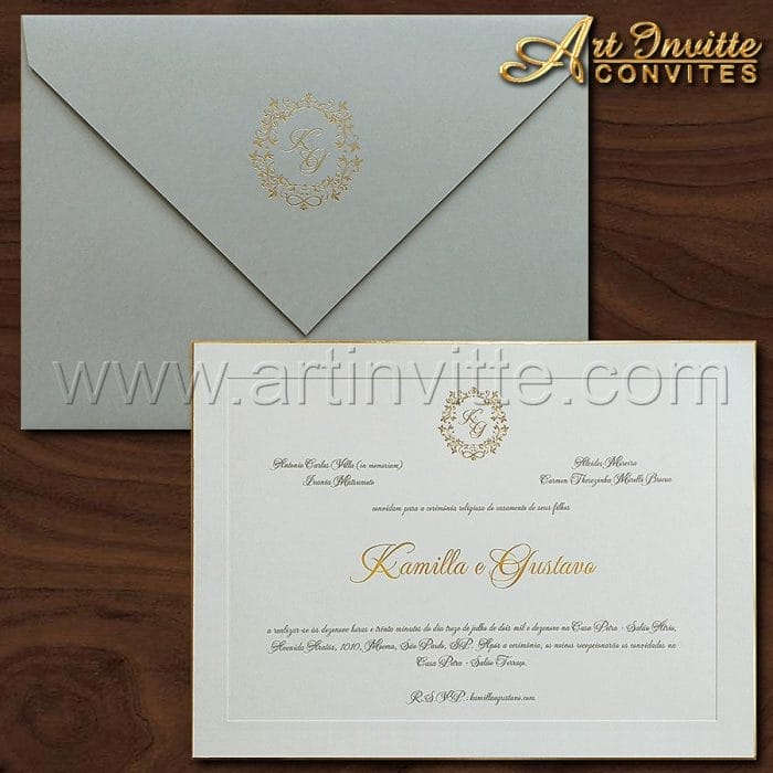 Convite de casamento Tradicional - Veneza VZ 172 - Luxo e elegância - Art Invitte Convites