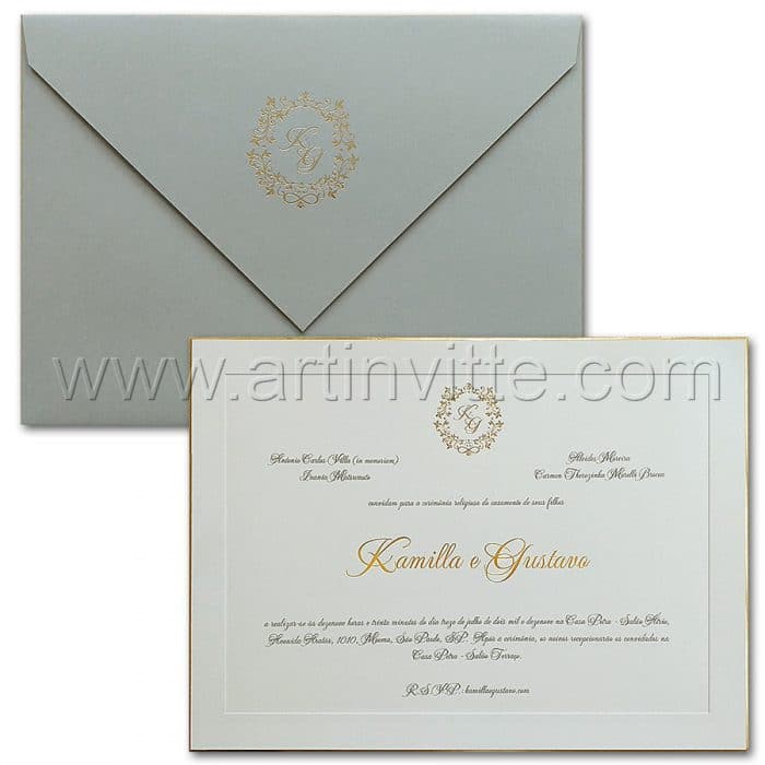 Convite de casamento Tradicional - Veneza VZ 172 - Luxo e elegância