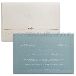 Convite de casamento Moderno - Veneza VZ 180 - Azul e Branco - Art Invitte Convites