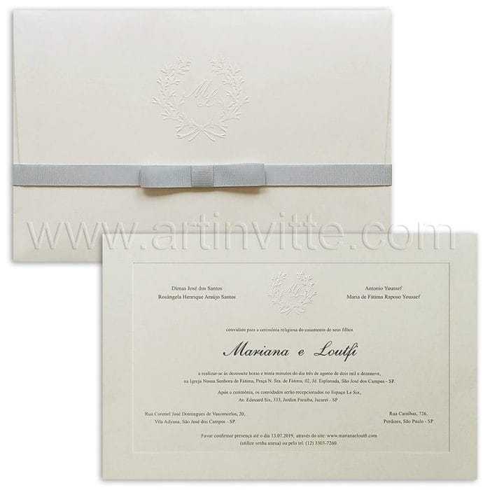 Convite de casamento Tradicional Veneza VZ 188 - Art Invitte Convites de casamento