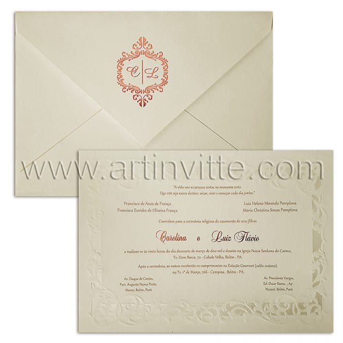 Convite para casamento Romântico Alexandria AL 022