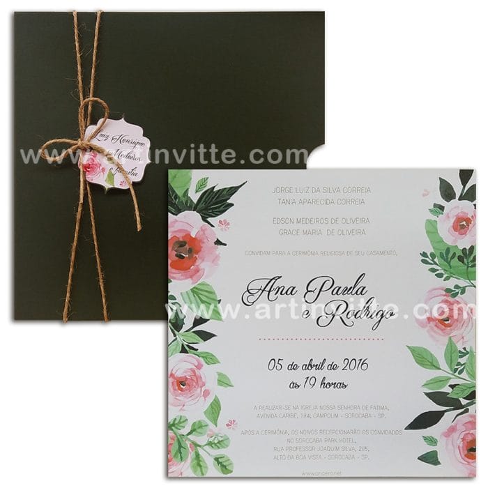 Convite de casamento modelo Haia HA 009