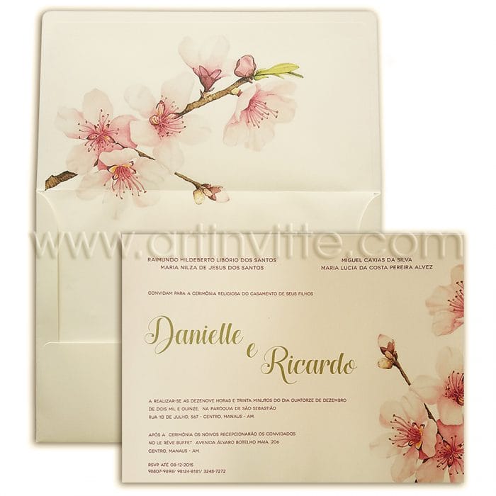 Convite para Casamento - Art Invitte Convites - Convite Floral Haia HA 011