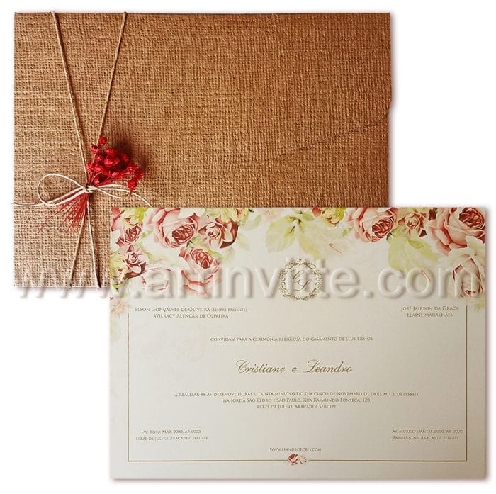 Convite de Casamento Rústico - Art Invitte Convites - convites rústicos