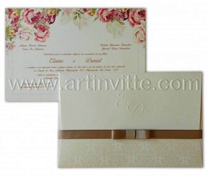 Convite de casamento floral HA-015