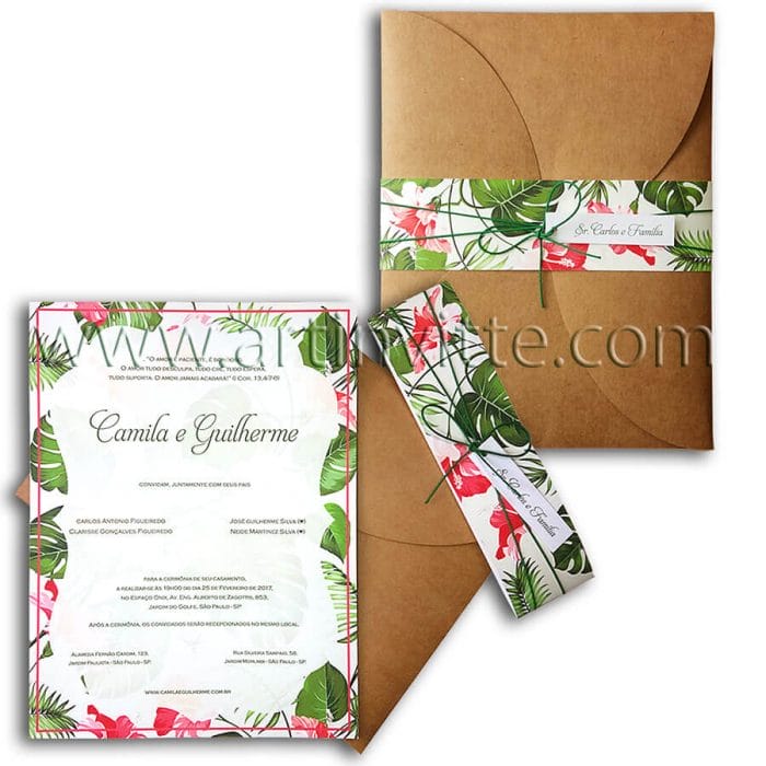 Convite de convite rústicoasamento rústico floral Haia HA 018