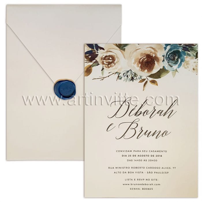 Convite casamento Floral Haia HA 029