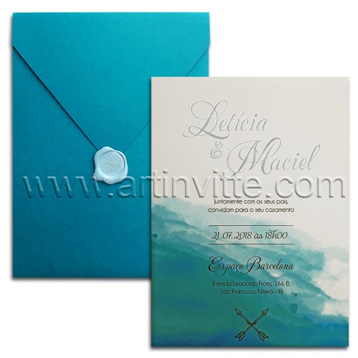 Convite de casamento na praia Moderno Haia HA 030 - Praia