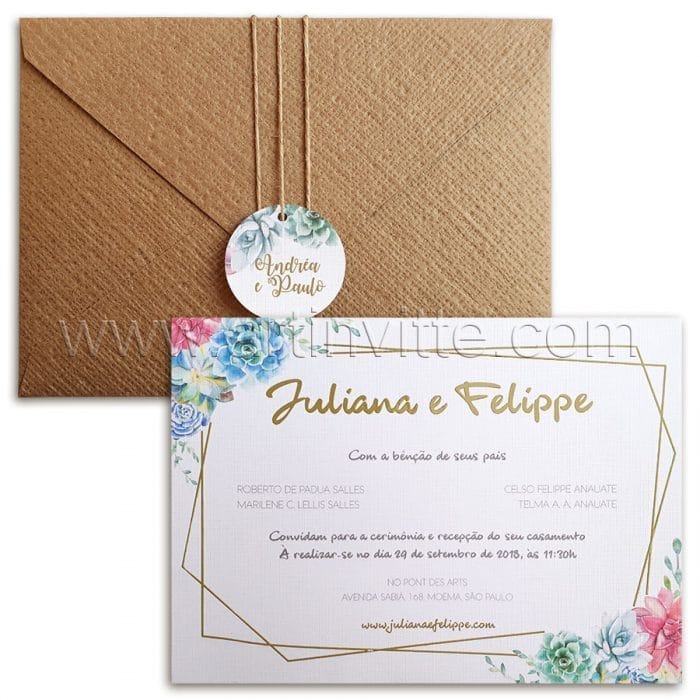 Convites de casamento rústicos em 2020 4 Convite de casamento Rústico Floral Haia HA 038 - convites rústicos