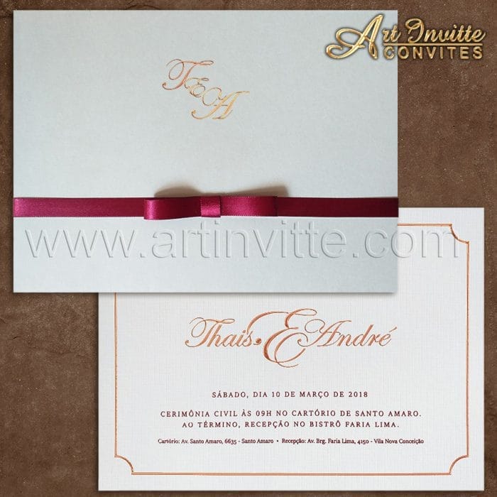Convite de casamento Clássico - Haia HA 052 - Art Invitte Convites