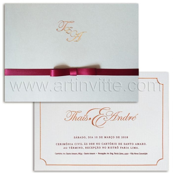 Convite de casamento Clássico - Haia HA 052 - Art Invitte Convites
