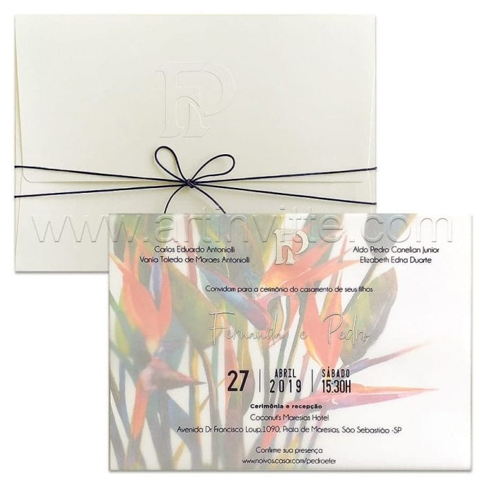 Convite de casamento Clássico - Veneza VZ 148 - Rose e cinza - Art Invitte Convites
