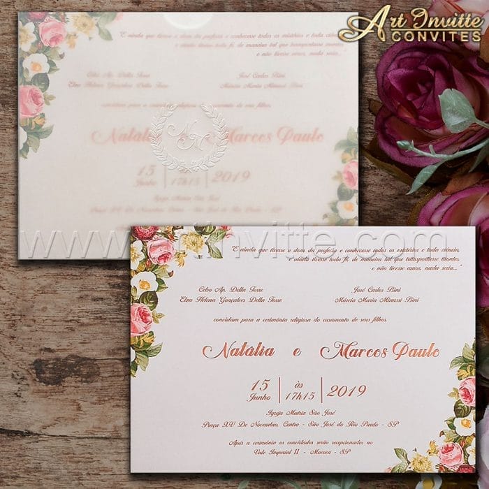 Convite de casamento Floral HA 063 1 Convite de casamento Floral - Haia HA 064 - Vegetal e Floral - Art Invitte Convites