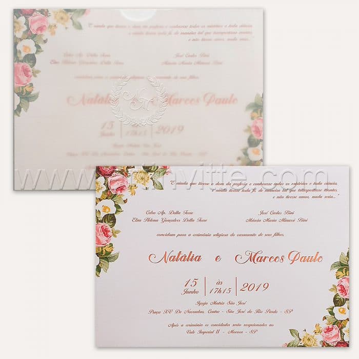 Convite de casamento Floral - Haia HA 064 - Vegetal e Floral - Art Invitte Convites