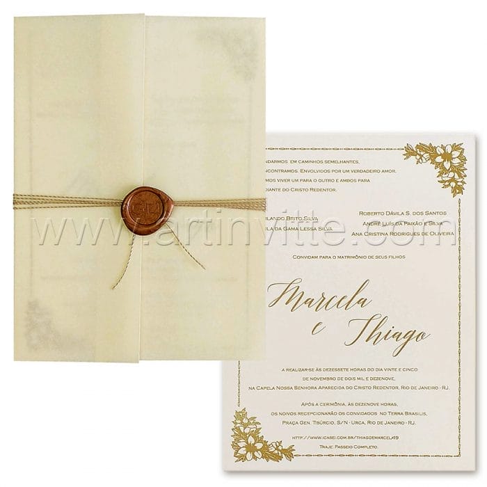 Convite de casamento vintage Haia HA 093
