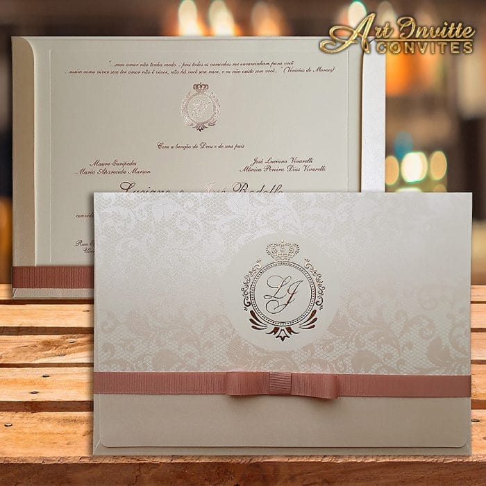 Convites de casamento em rosê 18 Convite de casamento tradicional, Veneza VZ 075