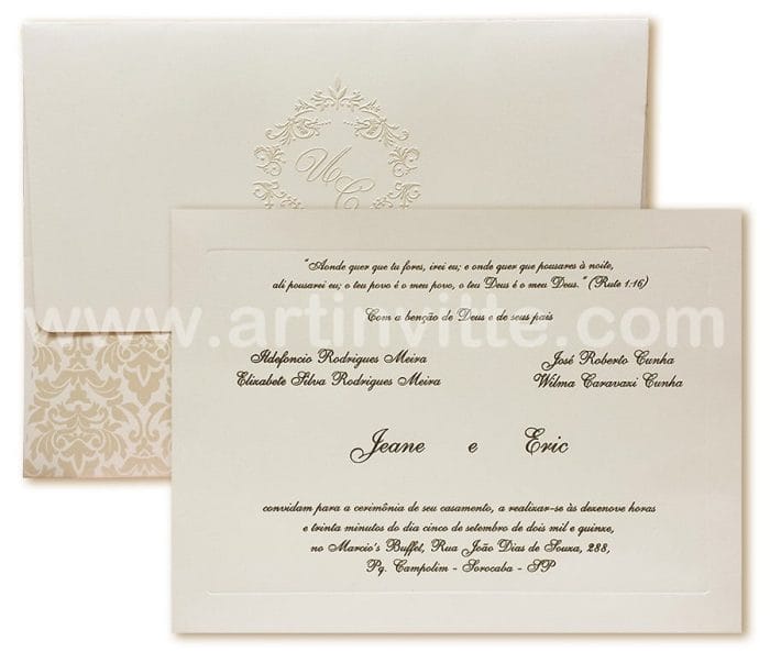 Convites de casamento Veneza VZ 041 pérola