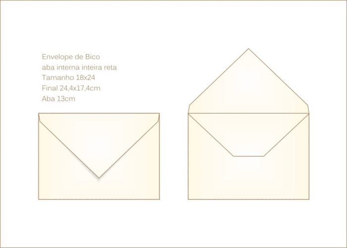 Envelope para convite 18x24cm Bico 006 com abas internas retas