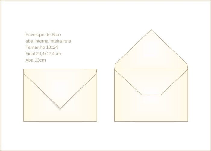 Envelope para convite 18x24cm Bico 006 com abas internas retas