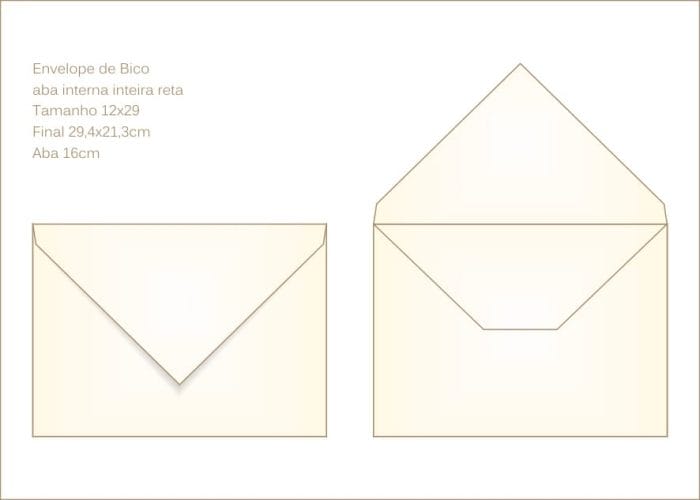 Envelope para convite 21x29cm Bico 007 com abas internas retas