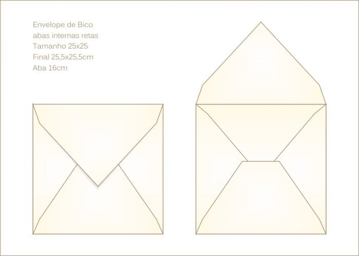 Envelope para convite 26x26cm Bico 009 com abas internas retas