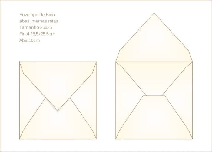 Envelope para convite 26x26cm Bico 009 com abas internas retas