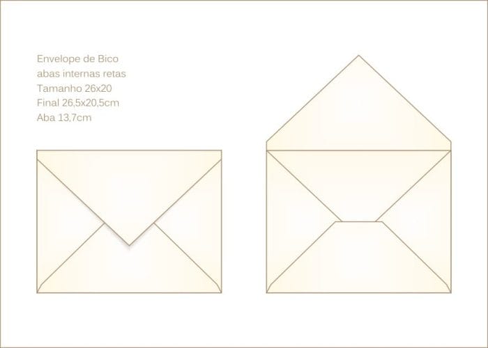 Envelope para convite 22x26cm Bico 010 com abas internas retas