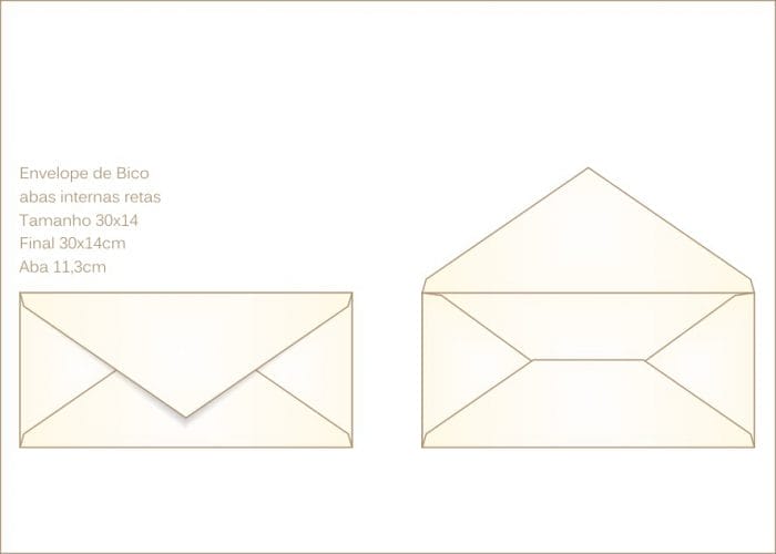 Envelope para convite 14x30cm Bico 012 com abas internas retas