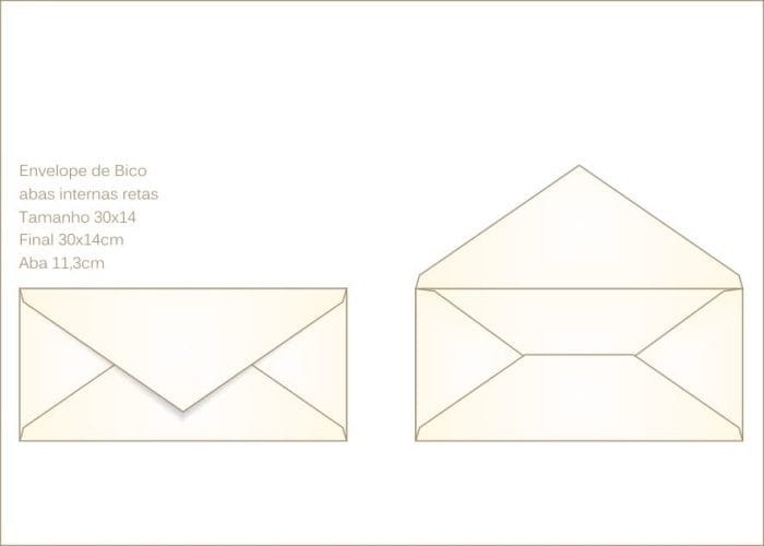 Envelope para convite 14x30cm Bico 012 com abas internas retas
